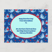 Sharks Cute Kinder Classroom Valentijn Card Briefkaart (Achterkant)