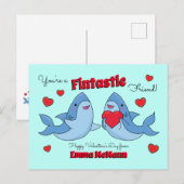 Sharks Cute Kinder Valentijnsdag Friendship Briefkaart (Voorkant / Achterkant)