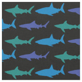 Sharks Cute Silhouette Blue Black Stof (Close Up)