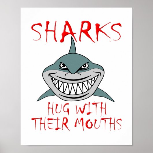 Sharks Hug met Mouths Funny Poster (Voorkant)