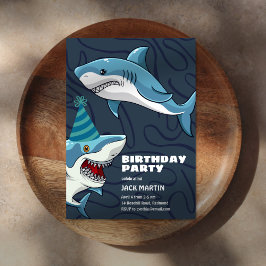Sharks in Disguise thema verjaardagsuitnodiging Kaart