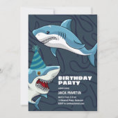Sharks in Disguise thema verjaardagsuitnodiging Kaart (Voorkant)