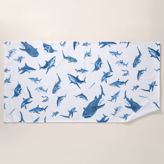 Sharks & Manta Rays|Ocean Art Design Strandlaken (Voorkant)