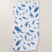 Sharks & Manta Rays|Ocean Art Design Strandlaken (Voorkant)