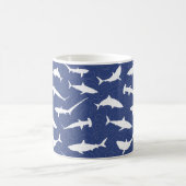 Sharks Navy Blue en White Pattern Koffiemok (Center)