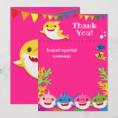 Sharks Pink Birthday Bedankt (Voorkant / Achterkant)