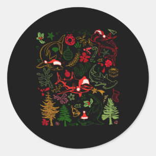 Sharks Santa Hat Kerstmis Shark Lover Marine Biol Ronde Sticker
