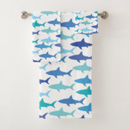 Sharks Silhouettes Shades of Blue Bad Handdoek