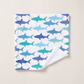 Sharks Silhouettes Shades of Blue Bad Handdoek (Wasdoekje)