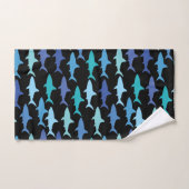 Sharks Silhouettes Shades of Blue-Black Background Bad Handdoek (Handdoek)