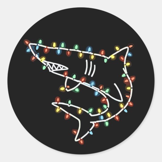 Sharks Tree Christmas Xmas Pet Animal Shark Lover Ronde Sticker (Voorkant)