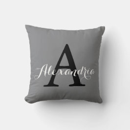 Sharkskin Grey Neutral Subtle Solid Color Monogram Kussen