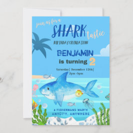 Sharktastic Birthday Invitation Kaart