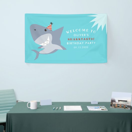 Sharktastic Shark Verjaardagsfeestje Welkom Spandoek (Beurs)