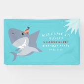 Sharktastic Shark Verjaardagsfeestje Welkom Spandoek (Horizontaal)