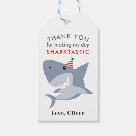 Sharktastic verjaardagsfeestje dank je wel gunst cadeaulabel