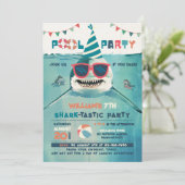 Sharktastic Zwembad Feestje Kaart (Staand voorkant)