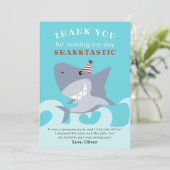 Sharktastisch Shark Fish Verjaardagsfeestje Bedankkaart (Staand voorkant)