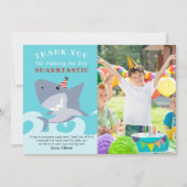 Sharktastische Shark-verjaardagsfeestfoto Bedankkaart (Voorkant)