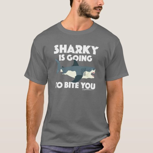 Sharky gaat bijten je ontwerp - Basic Dark T- T-shirt (Voorkant)