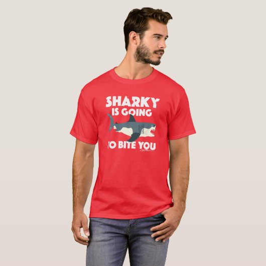Sharky gaat bijten je ontwerp - Basic Dark T- T-shirt (Voorkant volledig)