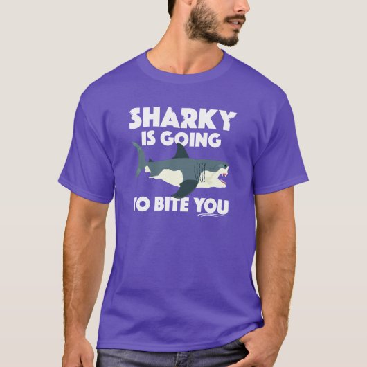 Sharky gaat bijten je ontwerp - Basic Dark T- T-shirt (Voorkant)