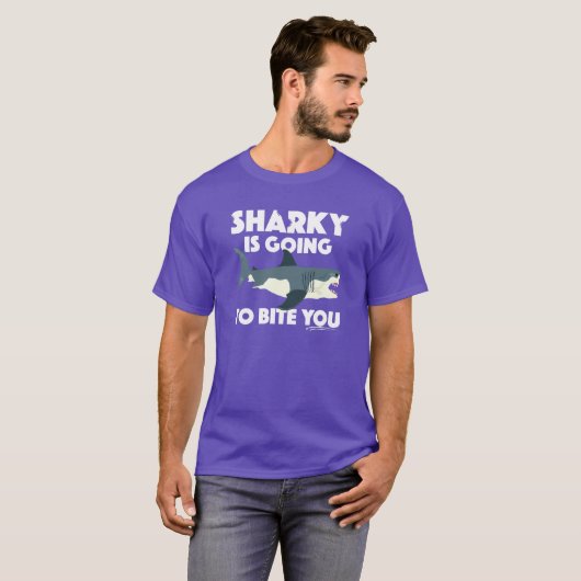 Sharky gaat bijten je ontwerp - Basic Dark T- T-shirt (Voorkant volledig)