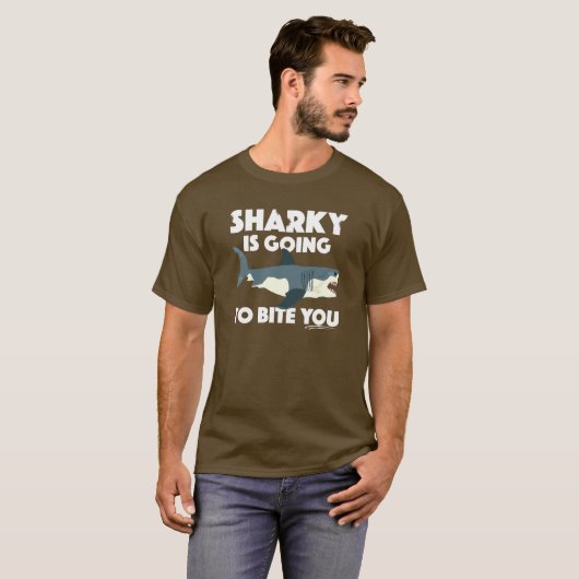 Sharky gaat bijten je ontwerp - Basic Dark T- T-shirt (Voorkant volledig)