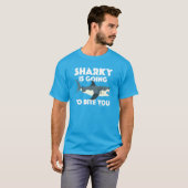 Sharky gaat bijten je ontwerp - Basic Dark T- T-shirt (Voorkant volledig)