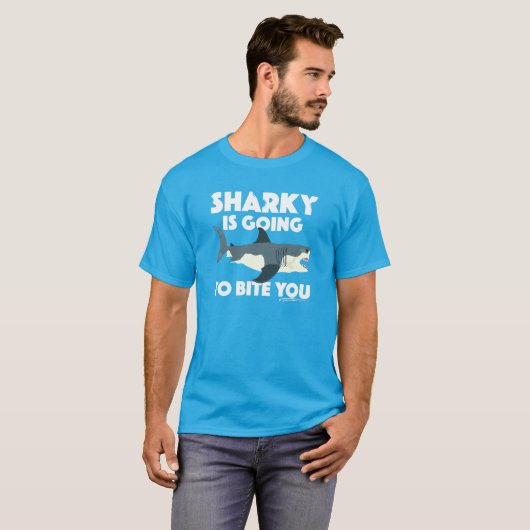 Sharky gaat bijten je ontwerp - Basic Dark T- T-shirt (Voorkant volledig)