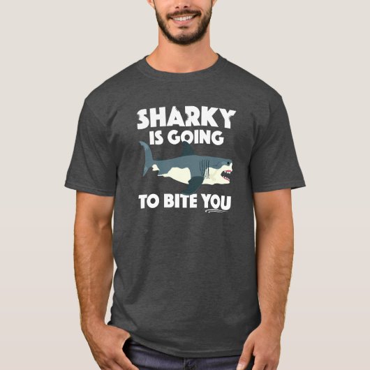 Sharky gaat bijten je ontwerp - Basic Dark T- T-shirt (Voorkant)