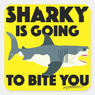 Sharky gaat bijten je ontwerp - Square Sticke Vierkante Sticker