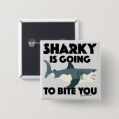 Sharky gaat bijten u ontwerp - Square Button (Voorkant /achterkant)