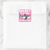 Sharky gaat bijten u ontwerp - Square Button Vierkante Sticker (Tas)