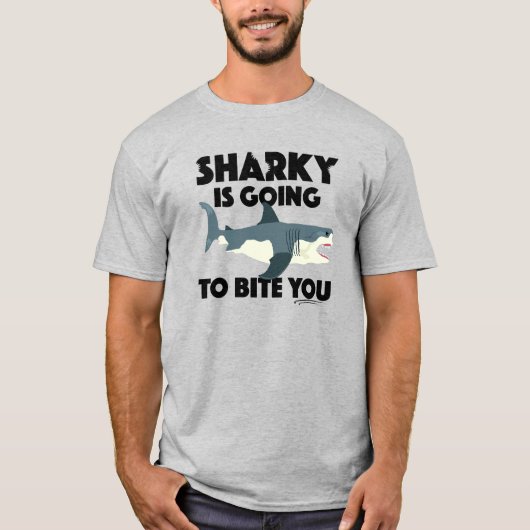 Sharky gaat je ontwerp bijten - Mannen Basic T-shirt (Voorkant)