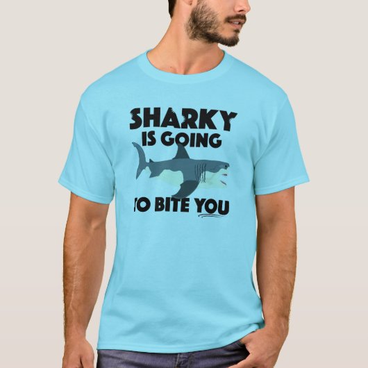 Sharky gaat je ontwerp bijten - Mannen Basic T-shirt (Voorkant)