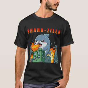 Sharkzilla Chibi Kaiju verwoestende stad T-shirt