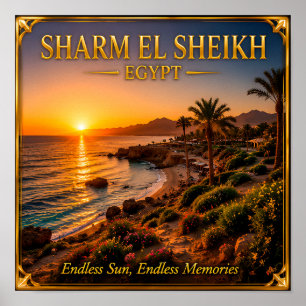 Sharm El Sheikh Egypte Gouden Zonsondergang Reis H Poster