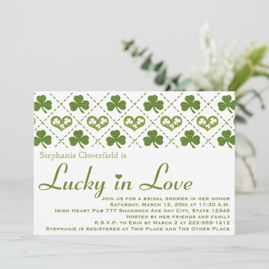 Sharmock en Hearts Bridal Shower Invitations Kaart (Staand voorkant)