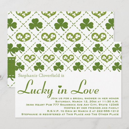 Sharmock en Hearts Bridal Shower Invitations Kaart (Voorkant / Achterkant)