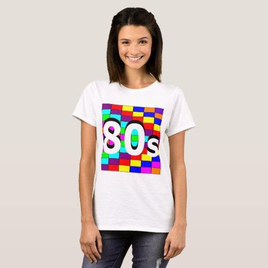 Sharnia's "80s Colored Background" T-Shirt (Voorkant volledig)