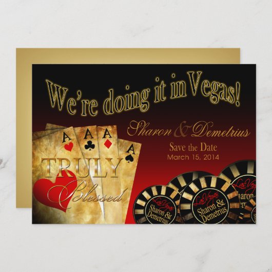 Sharon & Demetrius Las Vegas Opslaan van de Datum Save The Date (Voorkant / Achterkant)