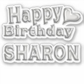 Sharon Happy Birthday silver Aufkleber Sticker (Voorkant)