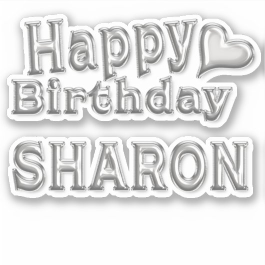 Sharon Happy Birthday silver Aufkleber Sticker (Voorkant)