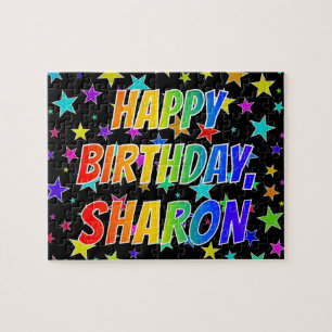 "SHARON" Voornaam, geun "HAPPY BIRTHDAY" Legpuzzel