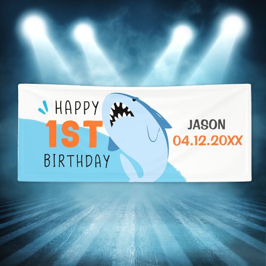 Sharp 1st Birthday Party Boys Name Custom Banner