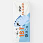 Sharp 1st Birthday Party Boys Name Custom Banner (Verticaal)