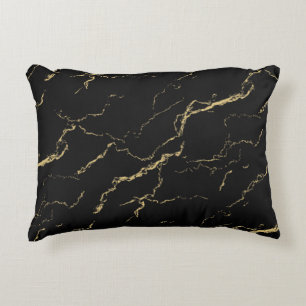 Sharp Black en Gold Marble Accent Kussen