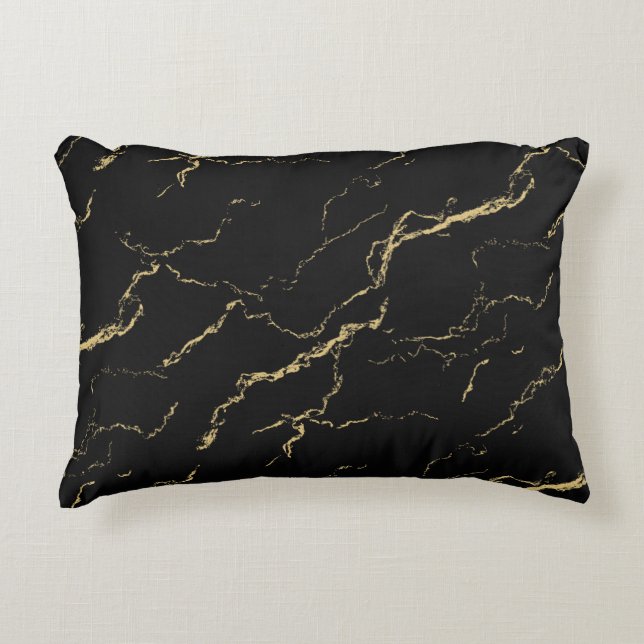 Sharp Black en Gold Marble Accent Kussen (Voorkant)
