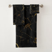 Sharp Black en Gold Marble Bad Handdoek (Insitu)